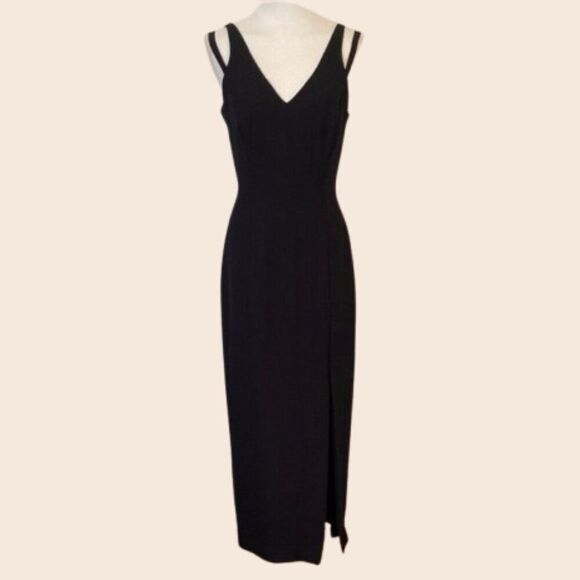 Vintage Dresses & Skirts - Vintage 80's Reggio Black Strappy Gown Size 4